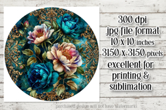 Vintage Floral Round Design, 10x10 Round Sublimation, d2 Product Image 2