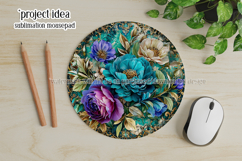 Vintage Floral Round Design, 10x10 Round Sublimation, d20 Product Image 3