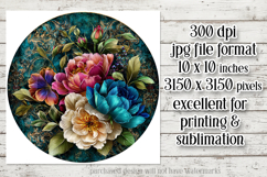 Vintage Floral Round Design, 10x10 Round Sublimation, d21 Product Image 2
