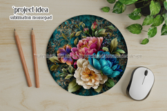 Vintage Floral Round Design, 10x10 Round Sublimation, d21 Product Image 3