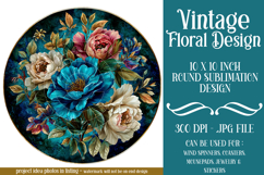 Vintage Floral Round Design, 10x10 Round Sublimation, d22 Product Image 1