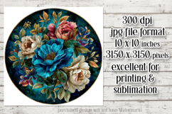Vintage Floral Round Design, 10x10 Round Sublimation, d22 Product Image 2