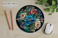 Vintage Floral Round Design, 10x10 Round Sublimation, d22 Product Image 3