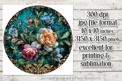Vintage Floral Round Design, 10x10 Round Sublimation, d24 Product Image 2