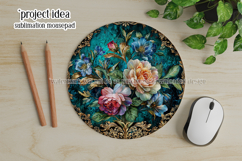 Vintage Floral Round Design, 10x10 Round Sublimation, d24 Product Image 3