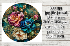Vintage Floral Round Design, 10x10 Round Sublimation, d25 Product Image 2