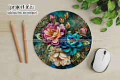 Vintage Floral Round Design, 10x10 Round Sublimation, d25 Product Image 3
