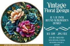 Vintage Floral Round Design, 10x10 Round Sublimation, d26 Product Image 1