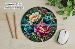 Vintage Floral Round Design, 10x10 Round Sublimation, d26 Product Image 3