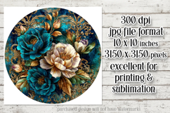 Vintage Floral Round Design, 10x10 Round Sublimation, d27 Product Image 2