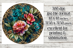 Vintage Floral Round Design, 10x10 Round Sublimation, d28 Product Image 2