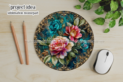 Vintage Floral Round Design, 10x10 Round Sublimation, d28 Product Image 3