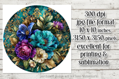 Vintage Floral Round Design, 10x10 Round Sublimation, d29 Product Image 2