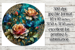 Vintage Floral Round Design, 10x10 Round Sublimation, d30 Product Image 2