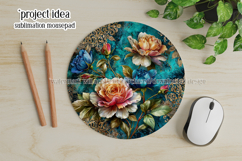 Vintage Floral Round Design, 10x10 Round Sublimation, d30 Product Image 3