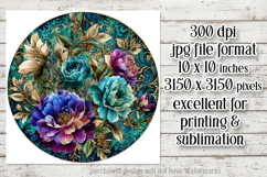 Vintage Floral Round Design, 10x10 Round Sublimation, d31 Product Image 2