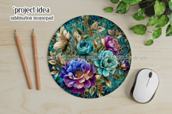 Vintage Floral Round Design, 10x10 Round Sublimation, d31 Product Image 3