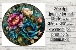Vintage Floral Round Design, 10x10 Round Sublimation, d32 Product Image 2