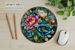 Vintage Floral Round Design, 10x10 Round Sublimation, d32 Product Image 3