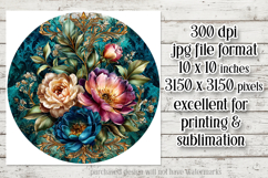 Vintage Floral Round Design, 10x10 Round Sublimation, d33 Product Image 2