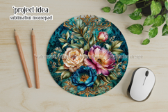 Vintage Floral Round Design, 10x10 Round Sublimation, d33 Product Image 3