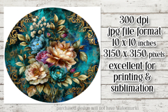 Vintage Floral Round Design, 10x10 Round Sublimation, d34 Product Image 2