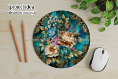 Vintage Floral Round Design, 10x10 Round Sublimation, d34 Product Image 3