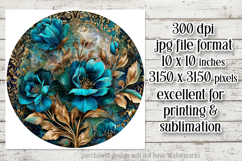 Vintage Floral Round Design, 10x10 Round Sublimation, d35 Product Image 2