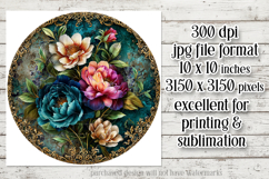 Vintage Floral Round Design, 10x10 Round Sublimation, d5 Product Image 2