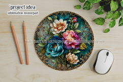 Vintage Floral Round Design, 10x10 Round Sublimation, d5 Product Image 3