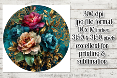 Vintage Floral Round Design, 10x10 Round Sublimation, d7 Product Image 2