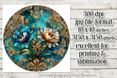 Vintage Floral Round Design, 10x10 Round Sublimation, d8 Product Image 2