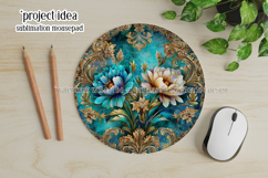 Vintage Floral Round Design, 10x10 Round Sublimation, d8 Product Image 3