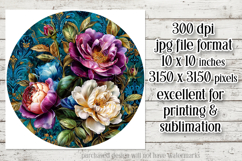 Vintage Floral Round Design, 10x10 Round Sublimation, d9 Product Image 2