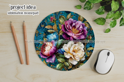 Vintage Floral Round Design, 10x10 Round Sublimation, d9 Product Image 3