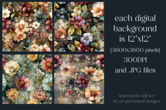 Flower Patterns, Grunge Autumn Flowers Seamless Patterns, s1 Product Image 2