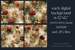 Flower Patterns, Grunge Autumn Flowers Seamless Patterns, 11 Product Image 2