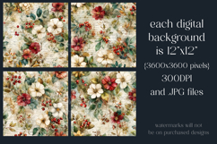 Flower Patterns, Grunge Autumn Flowers Seamless Patterns, 12 Product Image 2