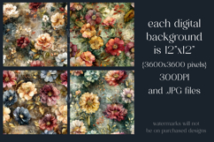 Flower Patterns, Grunge Autumn Flowers Seamless Patterns, 13 Product Image 2