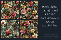 Flower Patterns, Grunge Autumn Flowers Seamless Patterns, 15 Product Image 2