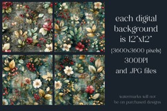 Flower Patterns, Grunge Autumn Flowers Seamless Patterns, 16 Product Image 2