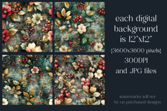 Flower Patterns, Grunge Autumn Flowers Seamless Patterns, s2 Product Image 2