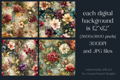Flower Patterns, Grunge Autumn Flowers Seamless Patterns, s3 Product Image 2