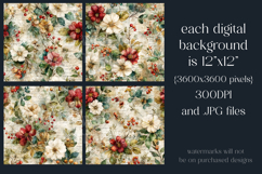 Flower Patterns, Grunge Autumn Flowers Seamless Patterns, s4 Product Image 2