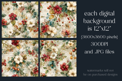 Flower Patterns, Grunge Autumn Flowers Seamless Patterns, s6 Product Image 2