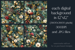 Flower Patterns, Grunge Autumn Flowers Seamless Patterns, s7 Product Image 2