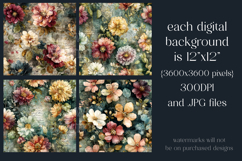 Flower Patterns, Grunge Autumn Flowers Seamless Patterns, s8 Product Image 2