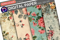 Vintage Floral Digital Paper Product Image 1