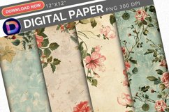 Vintage Floral Digital Paper Product Image 1