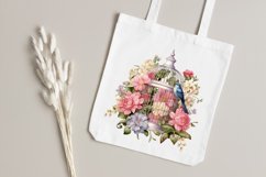 Vintage Floral Birdcage Watercolor Sublimation Clipart Product Image 6